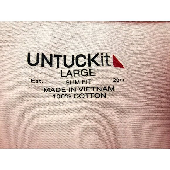 Untuckit Slim Fit Size Large Mens Pink Long Sleeve Logo Tag Cotton Huber Shirt - Picture 4 of 10